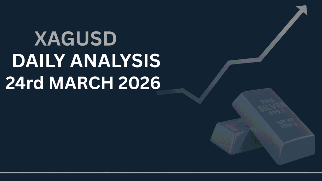 Silver (XAGUSD) chart showing key zones and price structure 24th Mar