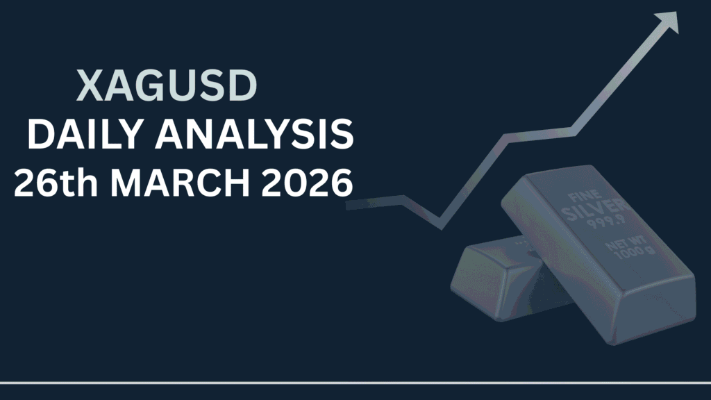 Silver (XAGUSD) chart showing key zones and price structure 26th Mar
