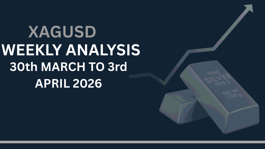 Silver (XAGUSD) weekly chart showing key levels and market structure 30–3 Apr