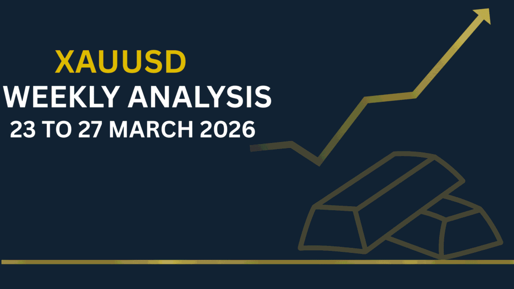 Gold (XAUUSD) weekly chart showing key levels and market structure 23–27 Mar