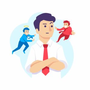Trader staring at declining market charts while refusing to exit a losing position, illustrating how ego prevents traders from accepting losses, following risk management rules, and adapting to changing market conditions.