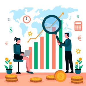 Illustration of traders discussing market analysis and trading decisions, representing a good trade that follows a trading plan, proper risk management, and disciplined execution regardless of the final outcome.
