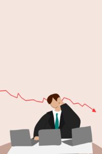 Trader looking unsure and hesitant, illustrating how many traders struggle with uncertainty, fear of being wrong, and the need for certainty before making trading decisions.