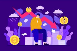 Trader closely analyzing financial charts while discussing market performance, illustrating how the sunk cost fallacy appears in trading when traders hold losing positions because of the time, money, and effort already invested.